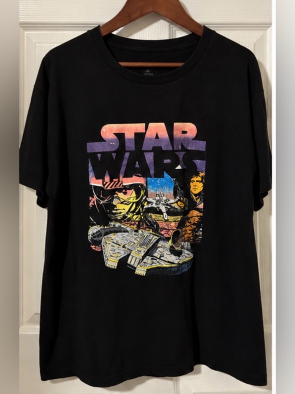 Star Wars Black Short Sleeve Graphic Tee with Millennium Falcon